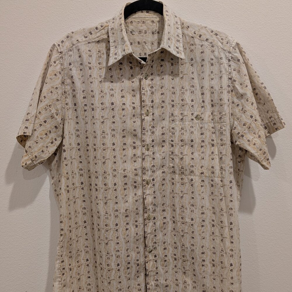 Vintage Patterned Short Sleeve Button-Up - Earth Tones